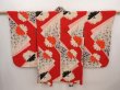 Photo1: 6709T03z490 Antique Japanese Kimono Silk HAORI Flowers Dark red (1)
