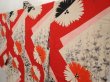 Photo2: 6709T03z490 Antique Japanese Kimono Silk HAORI Flowers Dark red (2)