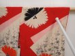 Photo5: 6709T03z490 Antique Japanese Kimono Silk HAORI Flowers Dark red (5)