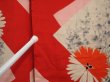 Photo7: 6709T03z490 Antique Japanese Kimono Silk HAORI Flowers Dark red (7)