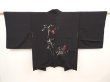 Photo1: 6709T05z560 Vintage Japanese Kimono Silk HAORI Nandin Black (1)