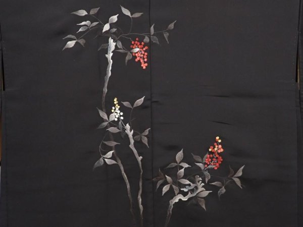 Photo3: 6709T05z560 Vintage Japanese Kimono Silk HAORI Nandin Black (3)