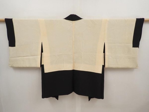 Photo7: 6709T05z560 Vintage Japanese Kimono Silk HAORI Nandin Black (7)