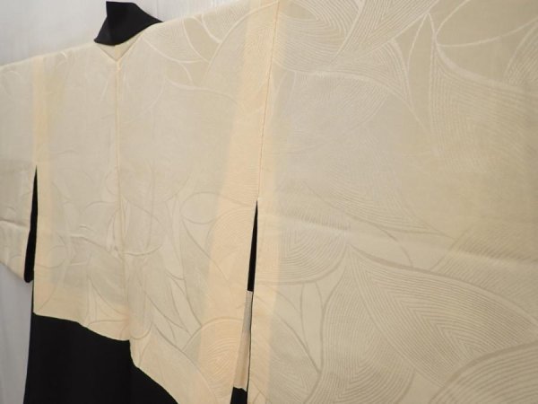 Photo8: 6709T05z560 Vintage Japanese Kimono Silk HAORI Nandin Black (8)