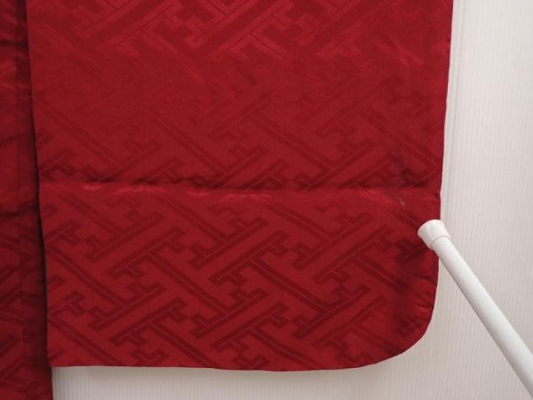 Photo7: 6709T06z470 Vintage Japanese Kimono Silk HAORI Sayagata Wine red (7)