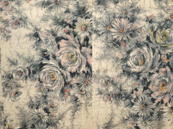 Photo3: 6709T08z370 Vintage Japanese Kimono Silk HAORI Flower Sand beige (3)