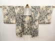 Photo5: 6709T08z370 Vintage Japanese Kimono Silk HAORI Flower Sand beige (5)