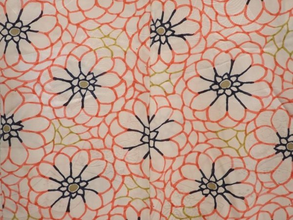 Photo3: 6709T09z470 Vintage Japanese Kimono Silk HAORI Flower Off-white (3)