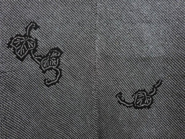 Photo3: 6709T10z500 Vintage Japanese Kimono Silk SHIBORI HAORI Leaf Black (3)