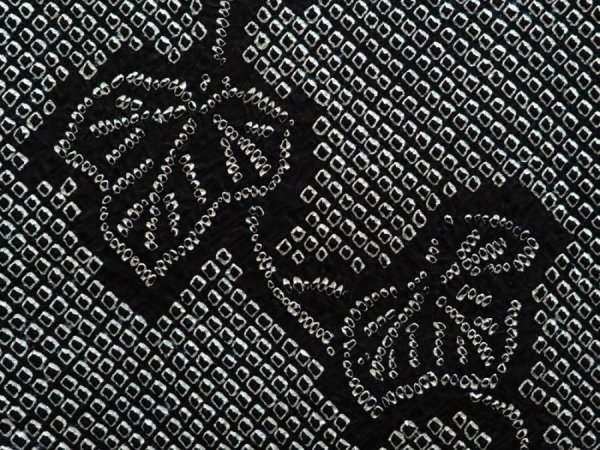 Photo4: 6709T10z500 Vintage Japanese Kimono Silk SHIBORI HAORI Leaf Black (4)