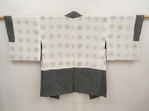 Photo6: 6709T10z500 Vintage Japanese Kimono Silk SHIBORI HAORI Leaf Black (6)