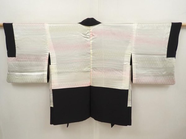 Photo7: 6709T11z570 Vintage Japanese Kimono Silk HAORI Flower Black (7)
