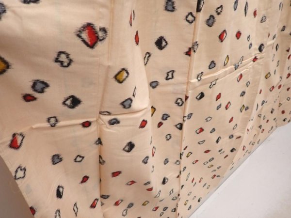 Photo3: 6709T12z620 Vintage Japanese Kimono Silk MEISEN KOMON Peach (3)