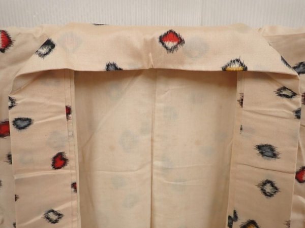 Photo7: 6709T12z620 Vintage Japanese Kimono Silk MEISEN KOMON Peach (7)