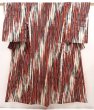 Photo1: 6709T13z670 Vintage Japanese Kimono Silk MEISEN KOMON  Dark red (1)