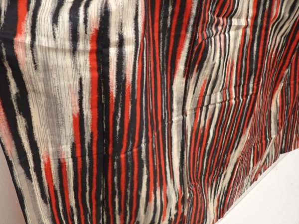 Photo3: 6709T13z670 Vintage Japanese Kimono Silk MEISEN KOMON  Dark red (3)