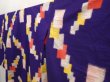 Photo2: 6709T14z650 Vintage Japanese Kimono Silk MEISEN KOMON  Dark lavender (2)