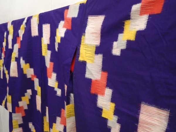 Photo2: 6709T14z650 Vintage Japanese Kimono Silk MEISEN KOMON  Dark lavender (2)