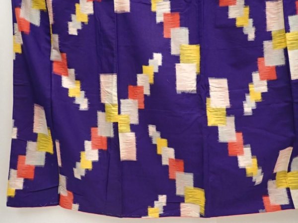 Photo4: 6709T14z650 Vintage Japanese Kimono Silk MEISEN KOMON  Dark lavender (4)