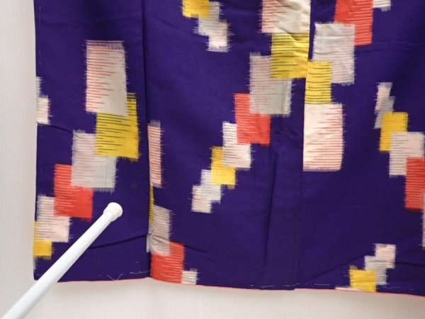 Photo7: 6709T14z650 Vintage Japanese Kimono Silk MEISEN KOMON  Dark lavender (7)