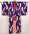 Photo8: 6709T14z650 Vintage Japanese Kimono Silk MEISEN KOMON  Dark lavender (8)