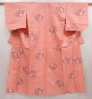 Photo1: 6709T15z290 Vintage Japanese Kimono Silk HITOE MEISEN KOMON  Pink (1)