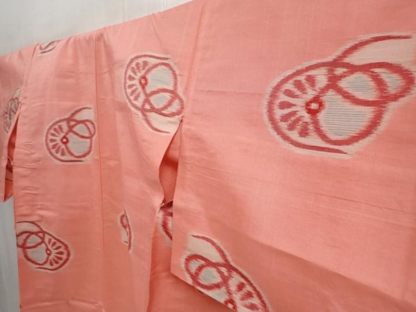 Photo2: 6709T15z290 Vintage Japanese Kimono Silk HITOE MEISEN KOMON  Pink (2)