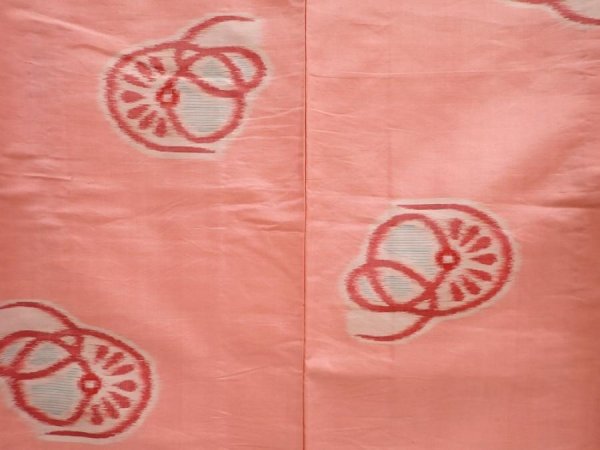 Photo5: 6709T15z290 Vintage Japanese Kimono Silk HITOE MEISEN KOMON  Pink (5)