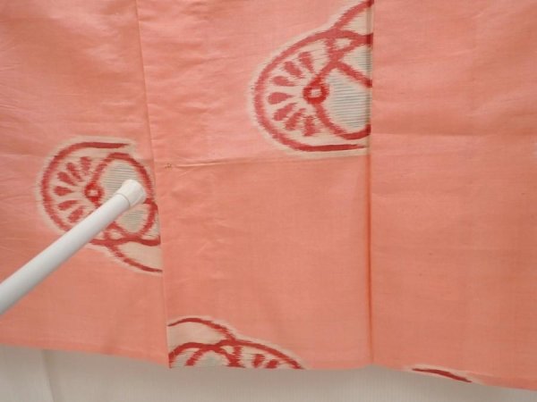 Photo7: 6709T15z290 Vintage Japanese Kimono Silk HITOE MEISEN KOMON  Pink (7)
