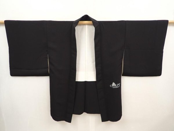 Photo5: 6710T07z580 Vintage Japanese Kimono Silk HAORI Karesansui Black (5)
