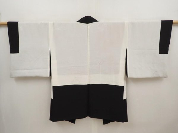 Photo6: 6710T07z580 Vintage Japanese Kimono Silk HAORI Karesansui Black (6)
