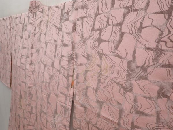 Photo2: 6710T09z840 Vintage Japanese Kimono Silk HAORI  Pink (2)
