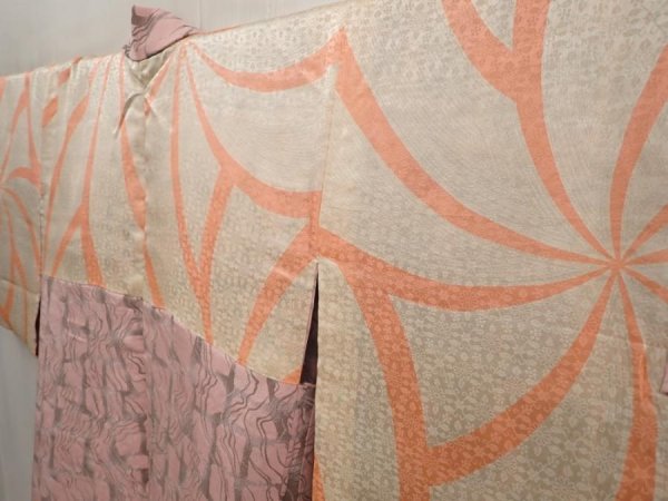 Photo7: 6710T09z840 Vintage Japanese Kimono Silk HAORI  Pink (7)