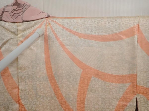 Photo8: 6710T09z840 Vintage Japanese Kimono Silk HAORI  Pink (8)