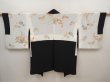 Photo1: 6710T10z590 Vintage Japanese Kimono Silk HAORI Flowers Black (1)