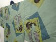 Photo2: 6710T11z370 Vintage Japanese Kimono Synthetic Men's JUBAN Ukiyoe Celadon (2)