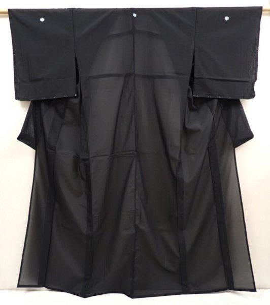 Photo1: 6710T13z530  Japanese Kimono Synthetic See through KUROMONTSUKI Black (1)