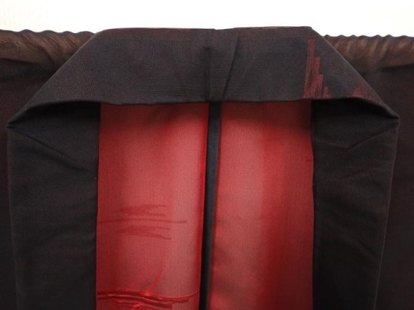 Photo8: 6710T14z390 Vintage Japanese Kimono Silk See through KOMON  Black (8)