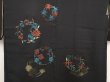 Photo3: 6710T01z550 Vintage Japanese Kimono Silk HAORI Flowers Black (3)