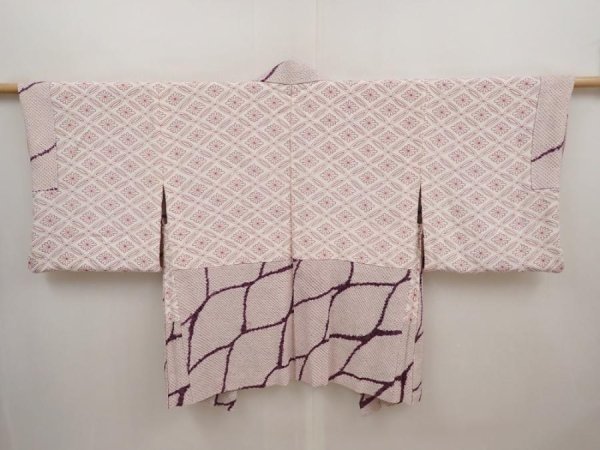 Photo6: 6710T02z520 Vintage Japanese Kimono Silk SHIBORI HAORI  Light lavender (6)