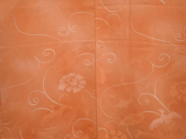 Photo3: 6710T03z580 Vintage Japanese Kimono Silk HAORI Flower Dark coral (3)
