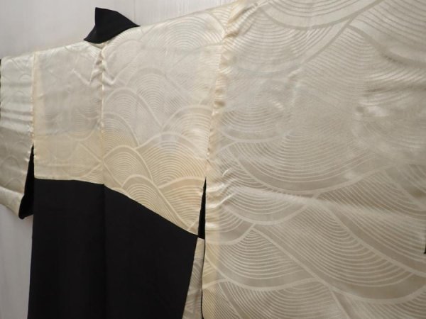 Photo8: 6710T04z560 Vintage Japanese Kimono Silk HAORI Leaf Black (8)