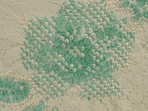 Photo4: 6710T05z440 Vintage Japanese Kimono Silk SHIBORI HAORI Flower Soft green (4)