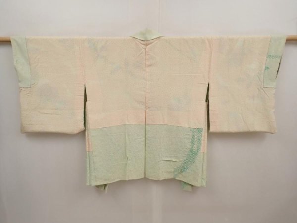 Photo8: 6710T05z440 Vintage Japanese Kimono Silk SHIBORI HAORI Flower Soft green (8)