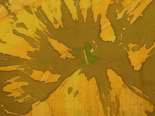 Photo4: 6710T06z520 Vintage Japanese Kimono Silk HAORI Flower Dark yellow (4)