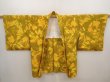 Photo5: 6710T06z520 Vintage Japanese Kimono Silk HAORI Flower Dark yellow (5)