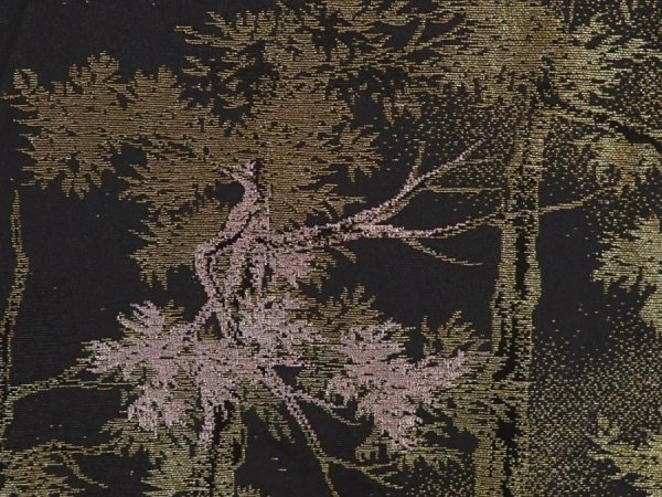 Photo4: 6713T01z670 Vintage Japanese Kimono Silk HAORI Trees Black (4)