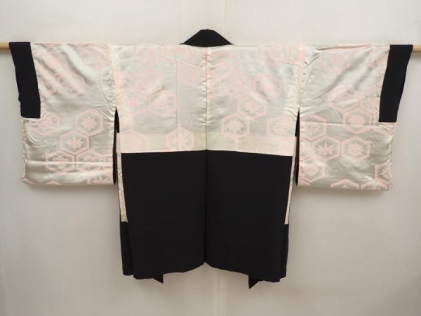 Photo7: 6713T01z670 Vintage Japanese Kimono Silk HAORI Trees Black (7)