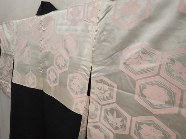 Photo8: 6713T01z670 Vintage Japanese Kimono Silk HAORI Trees Black (8)