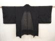 Photo1: 6713T02z250 Vintage Japanese Kimono Silk See through HAORI Plain Black (1)